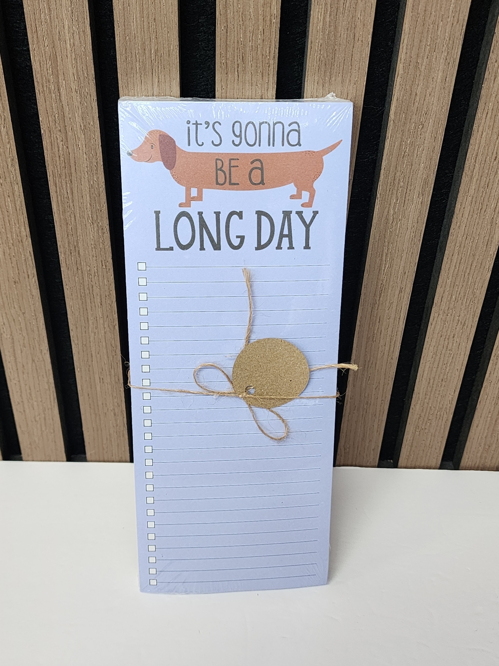 Emily Dumas Dachshund Dog Magnetic Notepad "It's Gonna Be a Long Day" design New